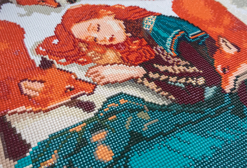 Detail of the Letistitch Flame cross-stitch based on artwork by Bente Schlick.