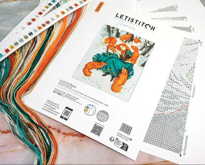 Letistitch cross-stitch kit featuring Flame artwork by Bente Schlick.